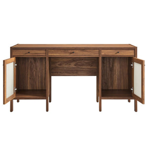 Modway Furniture Capri 58" Wood Grain Office Desk - Stylish Mid-Century Modern Design with Ample Storage & Versatility EEI-6618-WAL