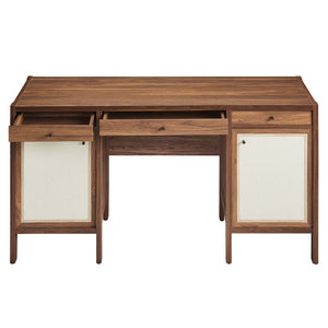 Modway Furniture Capri 58" Wood Grain Office Desk - Stylish Mid-Century Modern Design with Ample Storage & Versatility EEI-6618-WAL