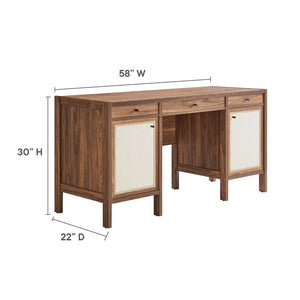 Modway Furniture Capri 58" Wood Grain Office Desk - Stylish Mid-Century Modern Design with Ample Storage & Versatility EEI-6618-WAL