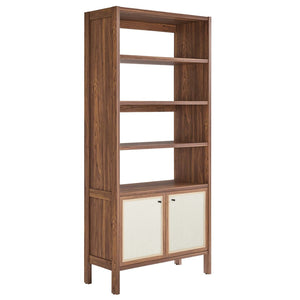 Modway Furniture Capri 4-Shelf Wood Grain Bookcase - Tall Contemporary Storage Unit with Linen Textured Doors EEI-6619-WAL