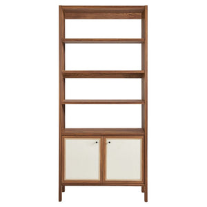 Modway Furniture Capri 4-Shelf Wood Grain Bookcase - Tall Contemporary Storage Unit with Linen Textured Doors EEI-6619-WAL