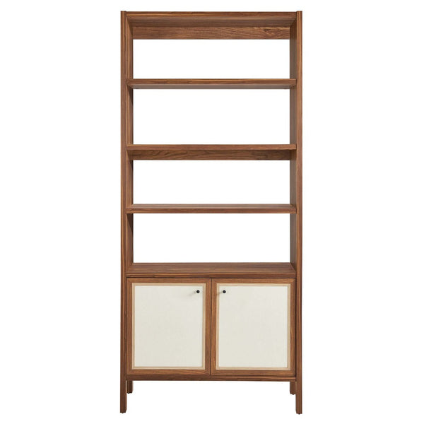 Modway Furniture Capri 4-Shelf Wood Grain Bookcase - Tall Contemporary Storage Unit with Linen Textured Doors EEI-6619-WAL