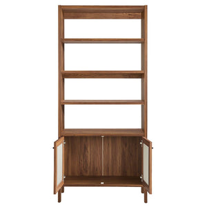 Modway Furniture Capri 4-Shelf Wood Grain Bookcase - Tall Contemporary Storage Unit with Linen Textured Doors EEI-6619-WAL