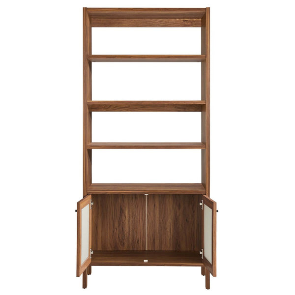 Modway Furniture Capri 4-Shelf Wood Grain Bookcase - Tall Contemporary Storage Unit with Linen Textured Doors EEI-6619-WAL