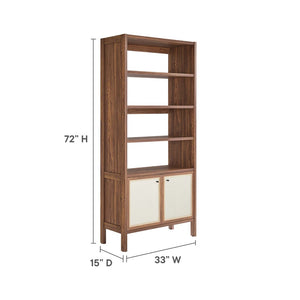 Modway Furniture Capri 4-Shelf Wood Grain Bookcase - Tall Contemporary Storage Unit with Linen Textured Doors EEI-6619-WAL