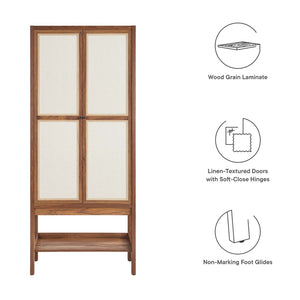 Modway Furniture Capri Tall Wood Grain Storage Cabinet - Stylish Freestanding Organizer with Soft-Close Doors & Shelves EEI-6620-WAL