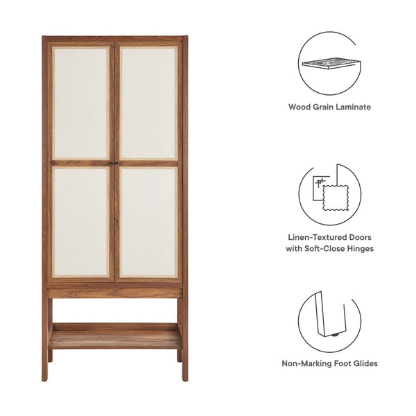 Modway Furniture Capri Tall Wood Grain Storage Cabinet - Stylish Freestanding Organizer with Soft-Close Doors & Shelves EEI-6620-WAL