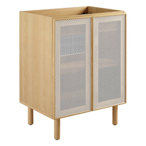 Modway Furniture Calla 24" Contemporary Perforated Metal Bathroom Vanity Cabinet for Stylish Storage Solutions Oak EEI-6621-OAK