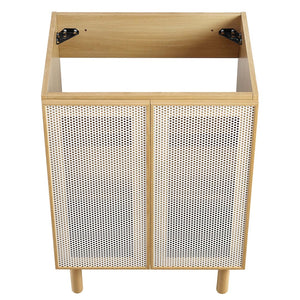Modway Furniture Calla 24" Contemporary Perforated Metal Bathroom Vanity Cabinet for Stylish Storage Solutions Oak EEI-6621-OAK