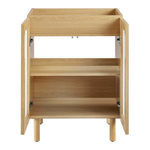 Modway Furniture Calla 24" Contemporary Perforated Metal Bathroom Vanity Cabinet for Stylish Storage Solutions Oak EEI-6621-OAK