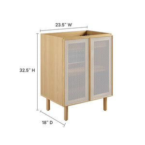 Modway Furniture Calla 24" Contemporary Perforated Metal Bathroom Vanity Cabinet for Stylish Storage Solutions Oak EEI-6621-OAK