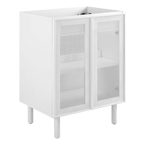 Modway Furniture Calla 24" Contemporary Perforated Metal Bathroom Vanity Cabinet for Stylish Storage Solutions White EEI-6621-WHI