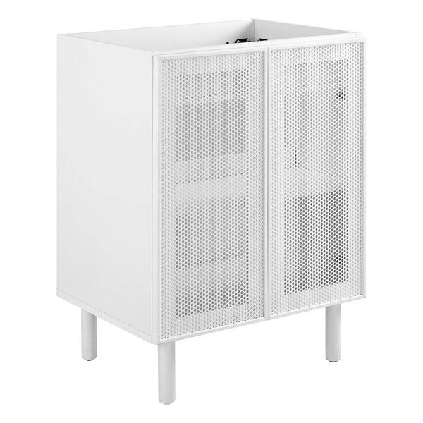 Modway Furniture Calla 24" Contemporary Perforated Metal Bathroom Vanity Cabinet for Stylish Storage Solutions White EEI-6621-WHI
