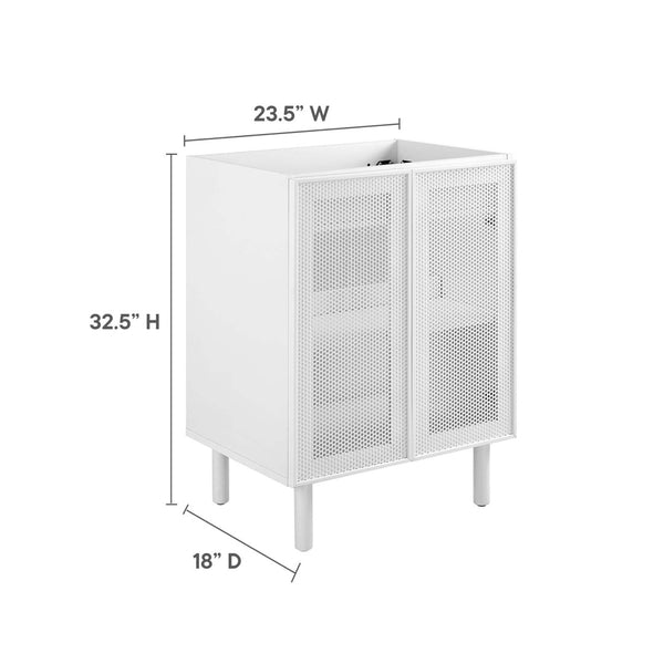 Modway Furniture Calla 24" Contemporary Perforated Metal Bathroom Vanity Cabinet for Stylish Storage Solutions White EEI-6621-WHI
