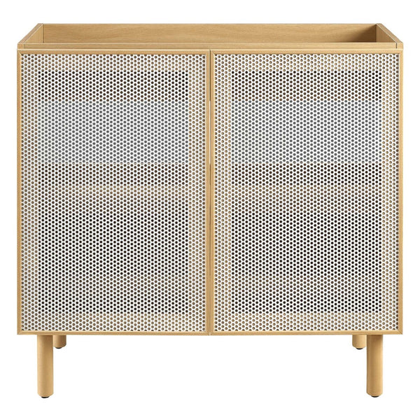 Modway Furniture Calla 36" Perforated Metal Bathroom Vanity Cabinet for Modern Minimalist Storage & Style Solutions Oak EEI-6622-OAK