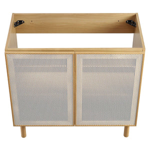Modway Furniture Calla 36" Perforated Metal Bathroom Vanity Cabinet for Modern Minimalist Storage & Style Solutions Oak EEI-6622-OAK