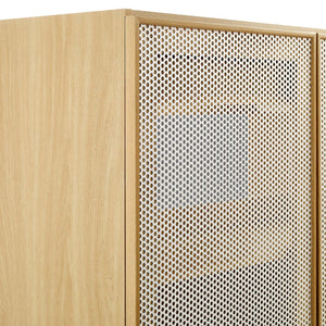 Modway Furniture Calla 36" Perforated Metal Bathroom Vanity Cabinet for Modern Minimalist Storage & Style Solutions Oak EEI-6622-OAK