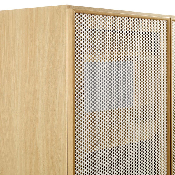 Modway Furniture Calla 36" Perforated Metal Bathroom Vanity Cabinet for Modern Minimalist Storage & Style Solutions Oak EEI-6622-OAK