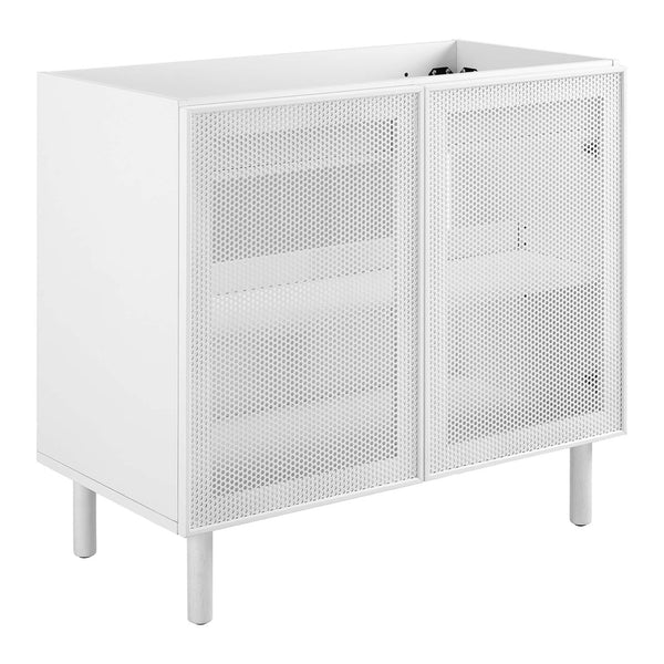 Modway Furniture Calla 36" Perforated Metal Bathroom Vanity Cabinet for Modern Minimalist Storage & Style Solutions White EEI-6622-WHI