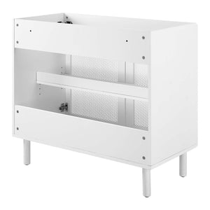 Modway Furniture Calla 36" Perforated Metal Bathroom Vanity Cabinet for Modern Minimalist Storage & Style Solutions White EEI-6622-WHI