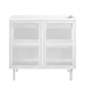 Modway Furniture Calla 36" Perforated Metal Bathroom Vanity Cabinet for Modern Minimalist Storage & Style Solutions White EEI-6622-WHI