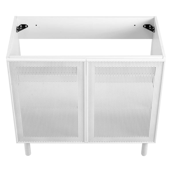 Modway Furniture Calla 36" Perforated Metal Bathroom Vanity Cabinet for Modern Minimalist Storage & Style Solutions White EEI-6622-WHI