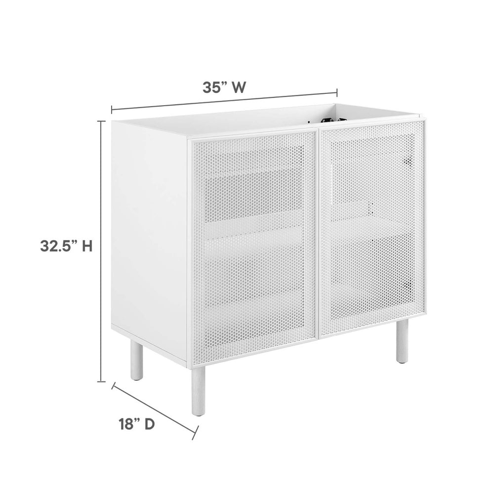 Modway Furniture Calla 36" Perforated Metal Bathroom Vanity Cabinet for Modern Minimalist Storage & Style Solutions White EEI-6622-WHI