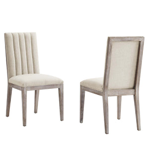 Modway Furniture Maisonette French Vintage Tufted Fabric Dining Side Chairs Set of 2 Beige 22 x 19.5 x 38.5