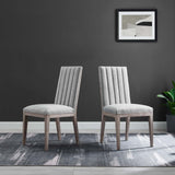 Modway Furniture Maisonette French Vintage Tufted Fabric Dining Side Chairs Set of 2 Light Gray 22 x 19.5 x 38.5