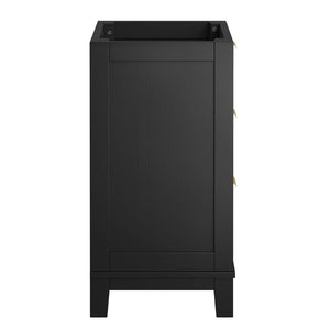 Modway Furniture Dixie 24" Solid Mahogany Bathroom Vanity Cabinet with Rattan Drawers & Satin Brass Hardware - Black EEI-6625-BLK