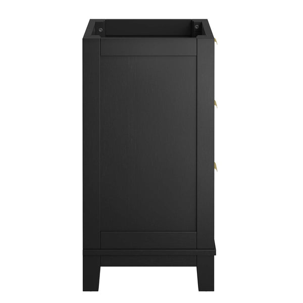 Modway Furniture Dixie 24" Solid Mahogany Bathroom Vanity Cabinet with Rattan Drawers & Satin Brass Hardware - Black EEI-6625-BLK