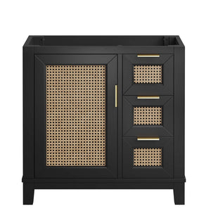 Modway Furniture Dixie 36" Solid Mahogany Bathroom Vanity Cabinet with Sleek Design & Ample Storage Solutions - Black EEI-6626-BLK