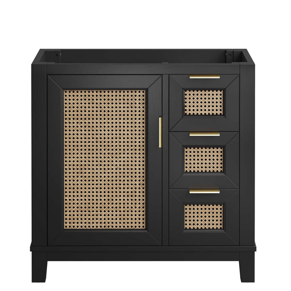 Modway Furniture Dixie 36" Solid Mahogany Bathroom Vanity Cabinet with Sleek Design & Ample Storage Solutions - Black EEI-6626-BLK