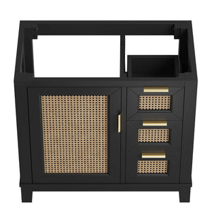 Modway Furniture Dixie 36" Solid Mahogany Bathroom Vanity Cabinet with Sleek Design & Ample Storage Solutions - Black EEI-6626-BLK