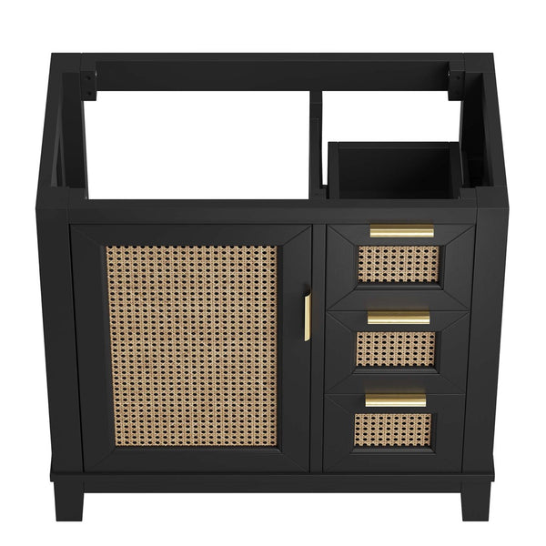 Modway Furniture Dixie 36" Solid Mahogany Bathroom Vanity Cabinet with Sleek Design & Ample Storage Solutions - Black EEI-6626-BLK