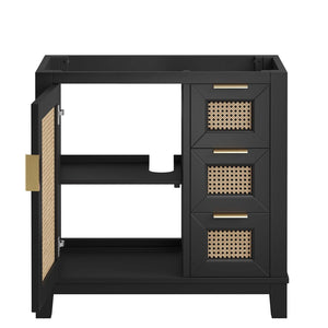 Modway Furniture Dixie 36" Solid Mahogany Bathroom Vanity Cabinet with Sleek Design & Ample Storage Solutions - Black EEI-6626-BLK