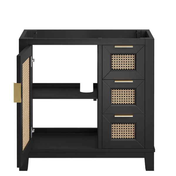 Modway Furniture Dixie 36" Solid Mahogany Bathroom Vanity Cabinet with Sleek Design & Ample Storage Solutions - Black EEI-6626-BLK