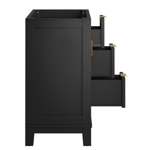 Modway Furniture Dixie 36" Solid Mahogany Bathroom Vanity Cabinet with Sleek Design & Ample Storage Solutions - Black EEI-6626-BLK