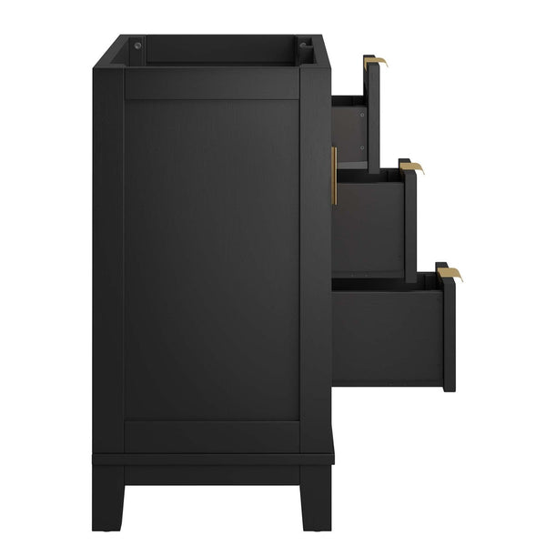 Modway Furniture Dixie 36" Solid Mahogany Bathroom Vanity Cabinet with Sleek Design & Ample Storage Solutions - Black EEI-6626-BLK