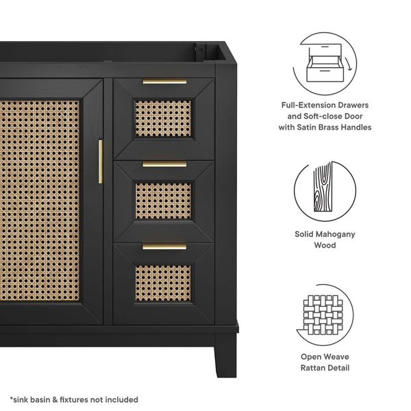 Modway Furniture Dixie 36" Solid Mahogany Bathroom Vanity Cabinet with Sleek Design & Ample Storage Solutions - Black EEI-6626-BLK