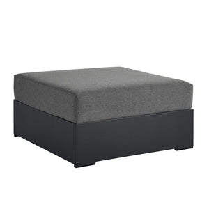 Modway Furniture Tahoe Outdoor Patio Ottoman - Durable Aluminum Frame with Comfortable Cushion for Ultimate Relaxation Gray Charcoal EEI-6627-GRY-CHA