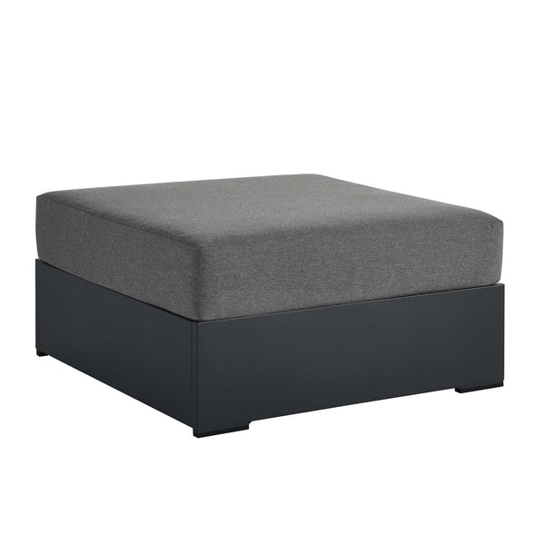 Modway Furniture Tahoe Outdoor Patio Ottoman - Durable Aluminum Frame with Comfortable Cushion for Ultimate Relaxation Gray Charcoal EEI-6627-GRY-CHA