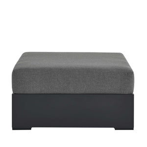 Modway Furniture Tahoe Outdoor Patio Ottoman - Durable Aluminum Frame with Comfortable Cushion for Ultimate Relaxation Gray Charcoal EEI-6627-GRY-CHA