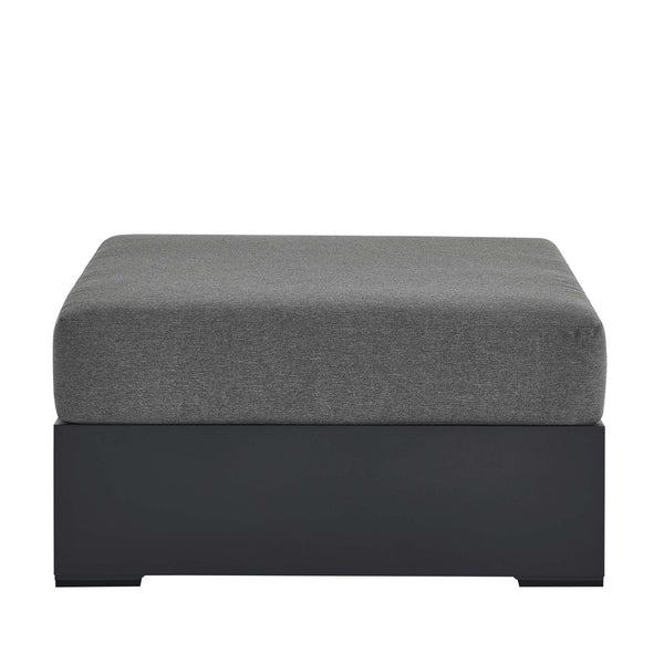 Modway Furniture Tahoe Outdoor Patio Ottoman - Durable Aluminum Frame with Comfortable Cushion for Ultimate Relaxation Gray Charcoal EEI-6627-GRY-CHA