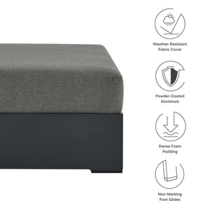 Modway Furniture Tahoe Outdoor Patio Ottoman - Durable Aluminum Frame with Comfortable Cushion for Ultimate Relaxation Gray Charcoal EEI-6627-GRY-CHA