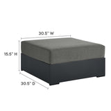 Tahoe Outdoor Patio Powder-Coated Aluminum Ottoman Brown, Gray Charcoal EEI-6627-GRY-CHA