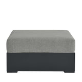 Tahoe Outdoor Patio Powder-Coated Aluminum Ottoman Gray, Gray Gray EEI-6627-GRY-GRY