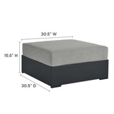 Tahoe Outdoor Patio Powder-Coated Aluminum Ottoman Gray, Gray Gray EEI-6627-GRY-GRY