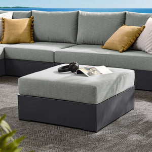 Modway Furniture Tahoe Outdoor Patio Ottoman - Durable Aluminum Frame with Comfortable Cushion for Ultimate Relaxation Gray Gray EEI-6627-GRY-GRY