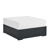 Tahoe Outdoor Patio Powder-Coated Aluminum Ottoman White, Gray White EEI-6627-GRY-WHI